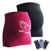 mamaband Belly Band 2-Pack Our Little Miracle + 3-Pack Pants Extension black/magenta