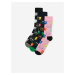 Sada tří párů vzorovaných ponožek v tmavě modré, černé a růžové barvě Happy Socks Cat