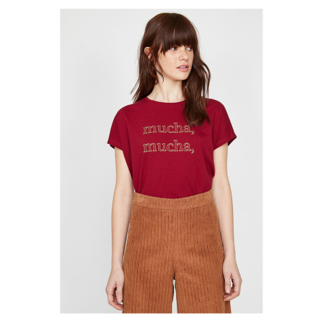 Koton T-Shirt - Burgundy - Regular fit