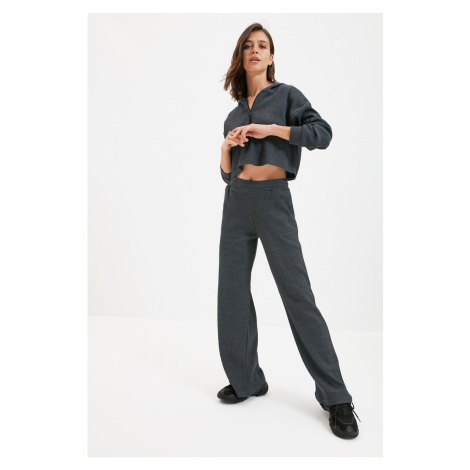 Trendyol Anthracite Wide Leg Knitted Trousers
