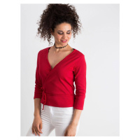 Blouse made of ribbed knitted fabric tied red