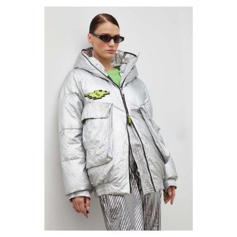 Péřová bunda MMC STUDIO dámská, stříbrná barva, zimní, oversize
