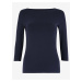 Přiléhavý bavlněný top s třičtvrtečními rukávy Marks & Spencer námořnická modrá