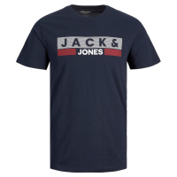 Jack&Jones PLUS Pánské triko JJELOGO Regular Fit 12158505 Navy Blazer PLAY 4