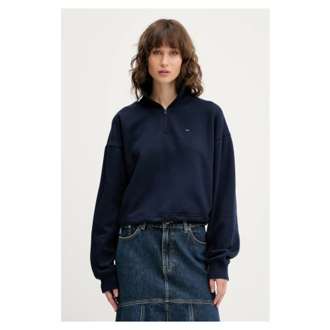 Mikina Tommy Jeans dámská, tmavomodrá barva, hladká, DW0DW20946 Tommy Hilfiger