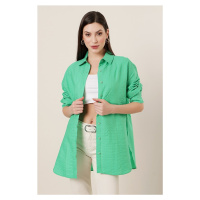 By Saygı Seersucker Oversize Shirt Green