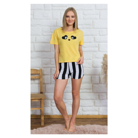 Dámské šortkové pyžamo Vienetta Secret Paula | žlutá