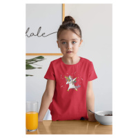 MMO Dívčí tričko Dabujúci unicorn Barva: Červená