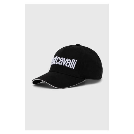 Bavlněná baseballová čepice Just Cavalli černá barva, s aplikací, 76QAZK30 ZG192