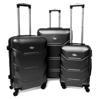 Rogal Černá sada 3 luxusních skořepinových kufrů 