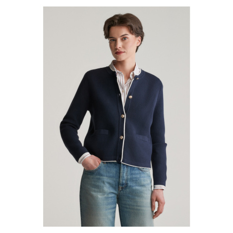 KARDIGAN GANT COTTON KNIT JACKET EVENING BLUE