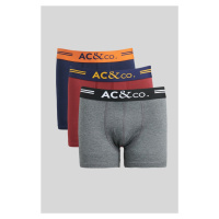 AC&Co / Altınyıldız Classics Men's Navy-burgundy-anthracite 3-pack of Flexible Boxers with Cotto