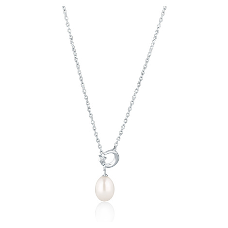 JVD Něžný stříbrný náhrdelník s pravou perlou SVLN0694SD2P145