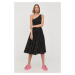 Bavlněná sukně Karl Lagerfeld černá barva, midi, áčková