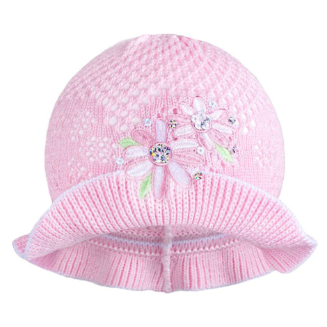 Pletený klobouček New Baby růžovo-bílý