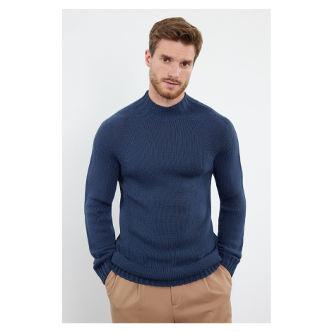 Trendyol Indigo Slim Fit Slim Cut Half Turtleneck Raglan Sleeve Basic Knitwear Sweater