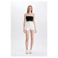 DEFACTO Paperbag High Waist Fold-Ankle Jean Shorts