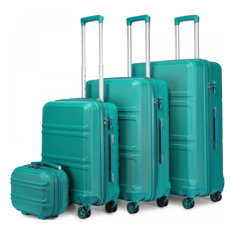 KONO Set 4 cestovních kufrů s horizontálním designem - ABS - tyrkysová - 10L/44L/66L/96L