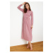 Trendyol Pale Pink Skirt Pleated Scuba Knitted Dress