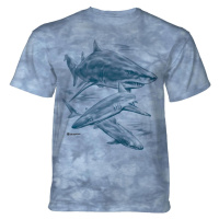 Pánské batikované triko The Mountain - MONOTONE SHARKS - modrá