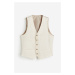 H & M - Lněná společenská vesta Slim Fit - bílá