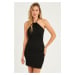 Cool & Sexy Women's Black Halter Mini Dress CG344