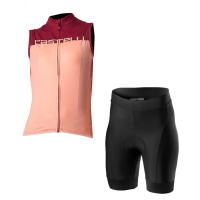 CASTELLI Cyklistický krátký dres a krátké kalhoty - VELOCISSIMA LADY - bordó/růžová/černá