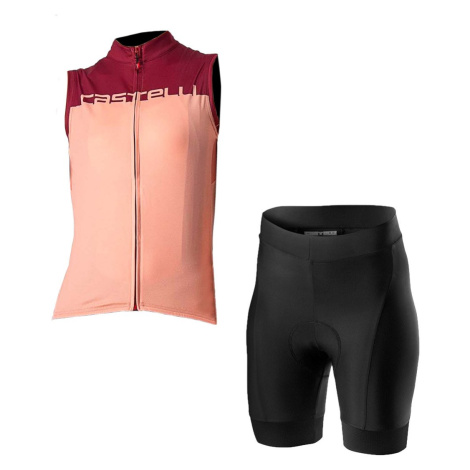 CASTELLI Cyklistický krátký dres a krátké kalhoty - VELOCISSIMA LADY - bordó/růžová/černá