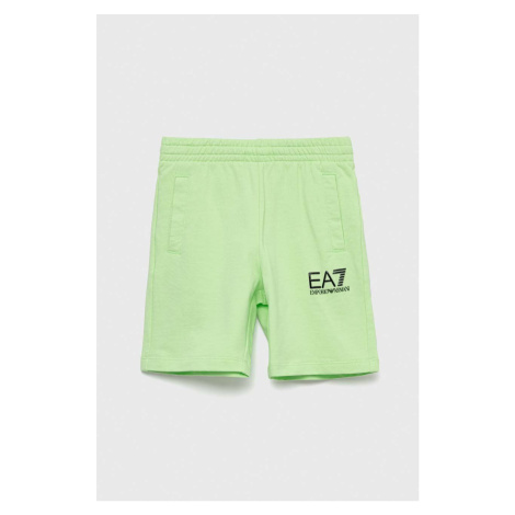 Dětské bavlněné šortky EA7 Emporio Armani zelená barva