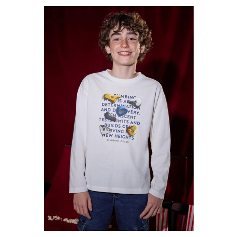 Bavlněné tričko s dlouhým rukávem Mayoral béžová barva, 7006