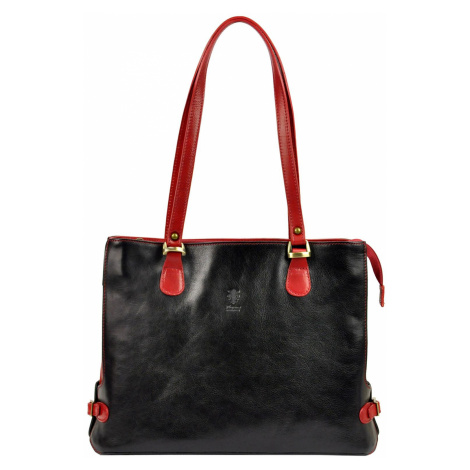 Kožená kabelka přes rameno Florence 14 černá / červená FLORENCE BAGS |  Modio.cz