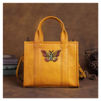 Kožená kabelka do ruky s motýlkem