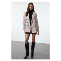 Trendyol Dusty Rose Regular Lined Double Breasted Closure Plaid Woven Blazer Jacket