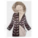 Hnědo-béžová oboustranná dámská zimní bunda s kapucí (B8203-14046)