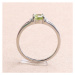 Prsten stříbrný s broušeným olivínem a zirkony Ag 925 015090 PD - 57 mm , 1,5 g