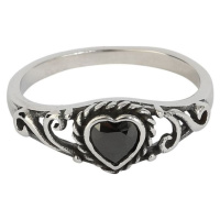 etNox Black Heart Prsten cerná/stríbrná