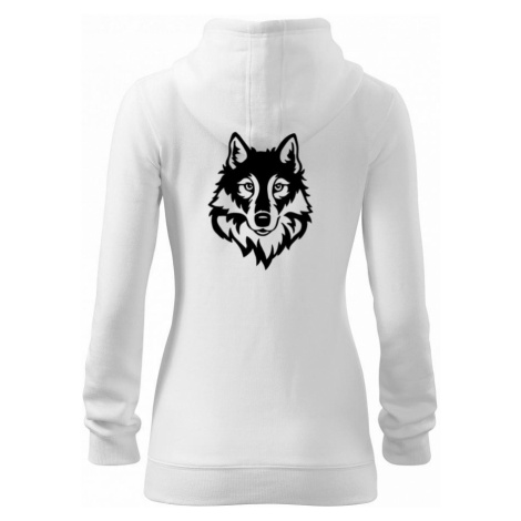 Hlava vlka černobílá (Hana-creative) - Dámská mikina trendy zipper s kapucí
