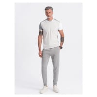 Ombre Clothing Šedé tepláky s trendy prošíváním V8 PABS-0173