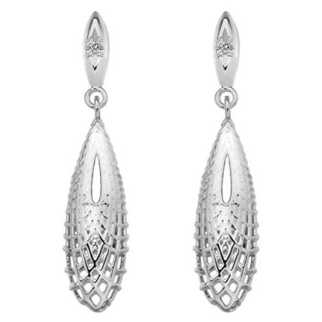 Hot Diamonds Elegantní stříbrné náušnice s diamanty Quest Filigree Teardrop DE655