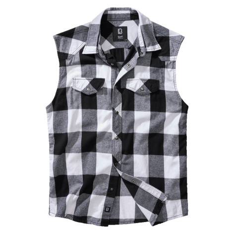 BRANDIT Košile Checkshirt sleeveless bílo-černá