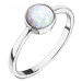 Stříbrný prsten se syntetickým opálem bílý kulatý 15001.1