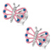 Patinované náušnice, stříbro 925, motýlek se světle růžovými křídly, výřezy