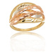 Zlatý tříbarevný prsten bez kamínků PR0472F + DÁREK ZDARMA