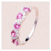 Prsten stříbrný s Pink topazy a zirkony Ag 925 020711 PT - 62 mm , 2,3 g