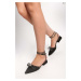 Shoeberry Women's Minue Black Satin Stitched Heel Shoes