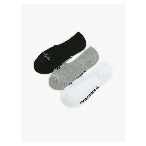 Sada tří párů dámských ponožek v bílé, šedé a černé barvě Converse