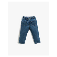 Koton Baby Girl Jeans Pants with Double Pocket Detail Elastic Waist.