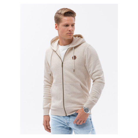 Ombre Unbuttoned men's HOODIE sweatshirt in pleasant knit fabric - cream melange