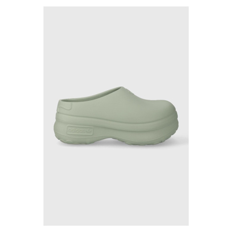 Pantofle adidas Originals Adifom Stan Smith dámské, zelená barva, na platformě, IE7053