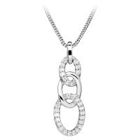 Silver Cat Elegantní stříbrný náhrdelník s kubickými zirkony SC479 (řetízek, přívěsek)